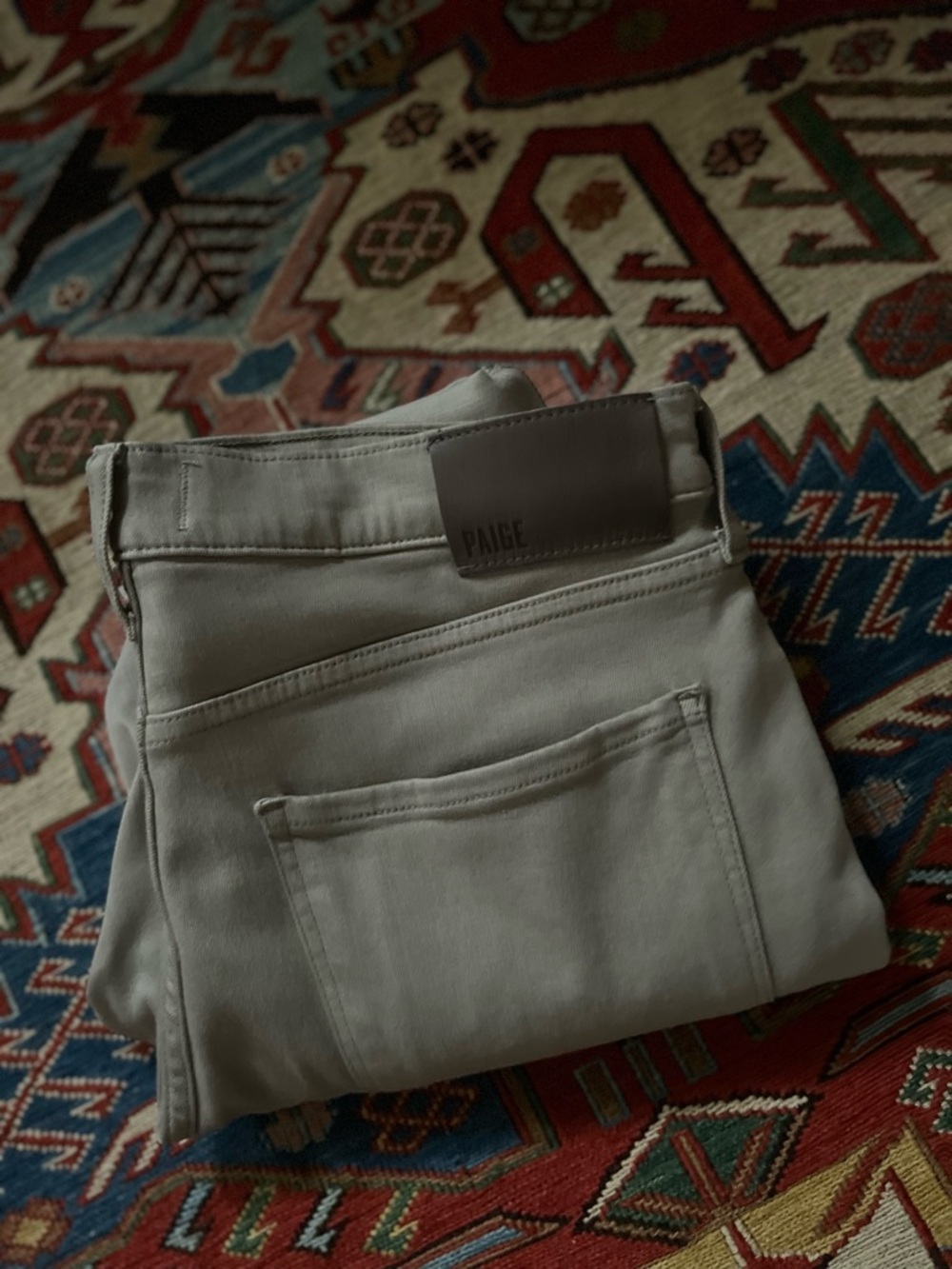PAIGE Light Gray transcend knit Lennox Slim Jeans  31x32
